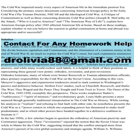 Causes Of The Cold War Essay | PDF