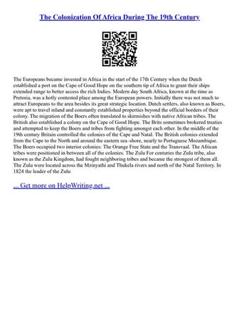 The Colonization Of Africa During The 19Th Century