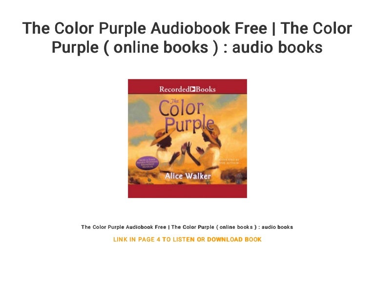 The Color Purple Audiobook Free | The Color Purple ( online books ) :…
