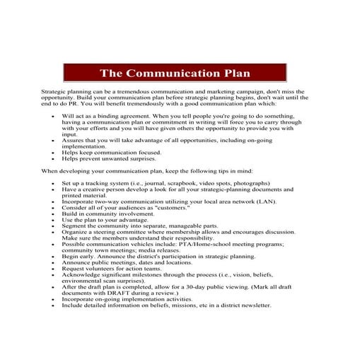 The Communication Plan