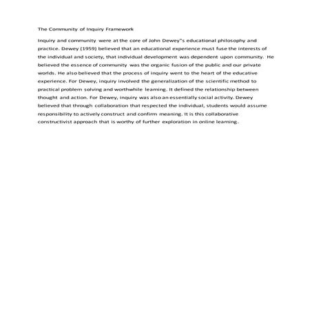 The community of inquiry framework111