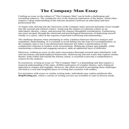 The Company Man Essay