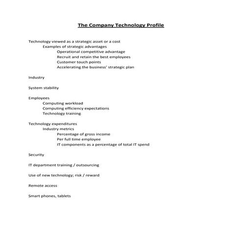 Technology Profile of a Company