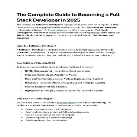 The Complete Guide to Becoming a Full Stack Developer in 2025 | Trendnologies