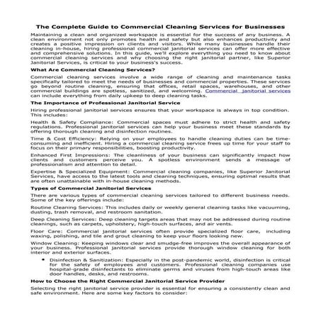The Complete Guide to Commercial Cleaning Services for Businesses | DOCX