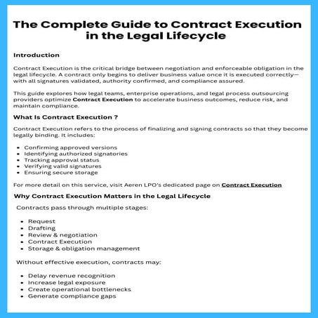 The Complete Guide to Contract Execution in the Legal Lifecycle | PDF