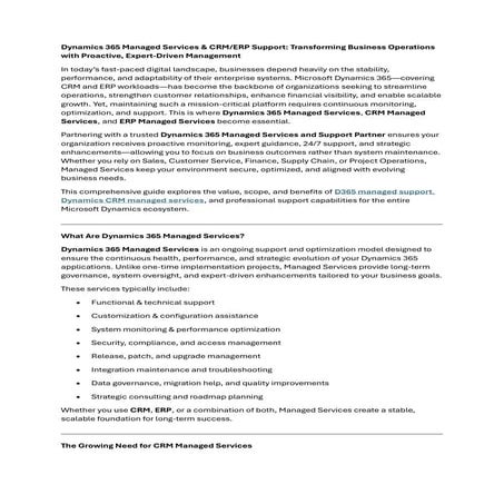 Dynamics 365 - Rapid Implementation - CE Services | PDF