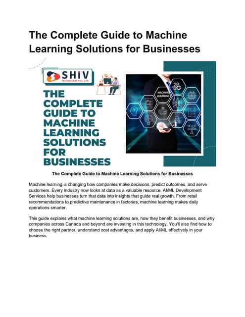Machine Learning Solutions for Modern Businesses