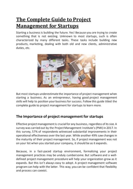 The complete guide to project management for startups