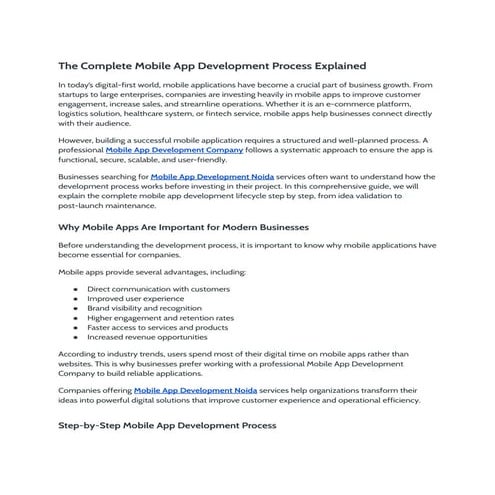 The Complete Mobile App Development Process: From Idea to Launch and ...
