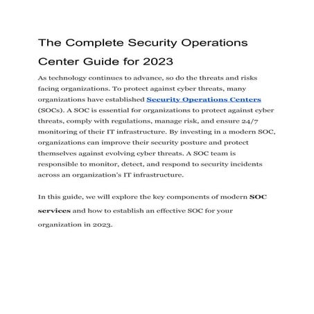 The Complete Security Operations Center Guide for 2023