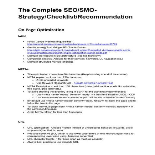 The Complete SEO/SMO Strategy