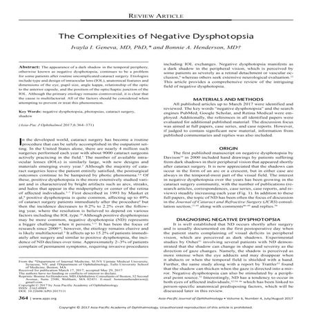 The complexities of negative dysphotopsia