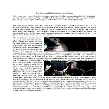 The conjuring opening scene analysis | DOCX