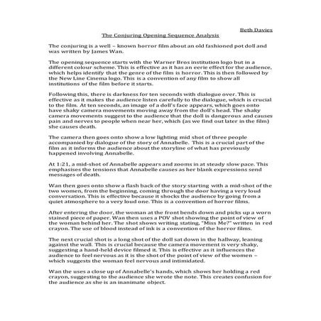 The conjuring opening sequence analysis (1)