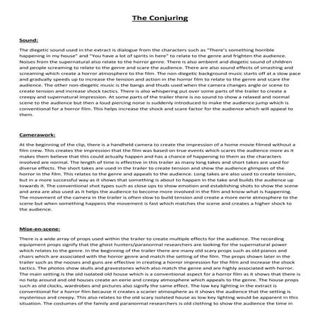 The Conjuring Trailer Analysis