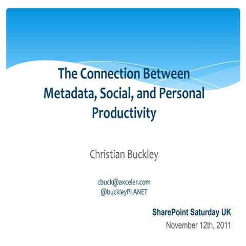 The Connection Between Metadata, Social, and Personal Productivity