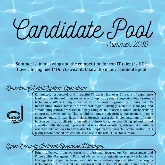 Candidate Pool - Summer 2015