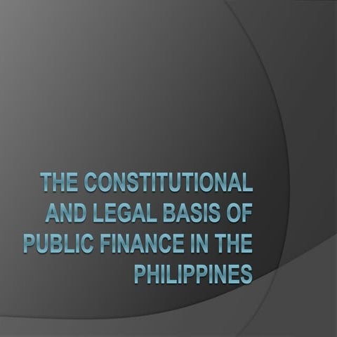 The constitutional and legal basis of public finance