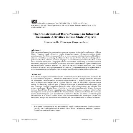 The constraints of rural women in informal economic activities in imo ...
