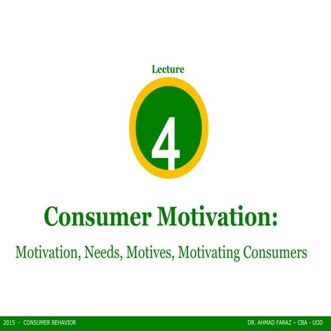 THE CONSUMER MOTIVATION