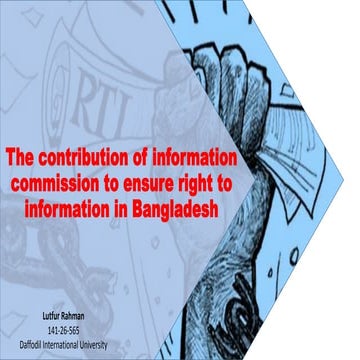 The contribution of information commission to ensure right in Bangladesh