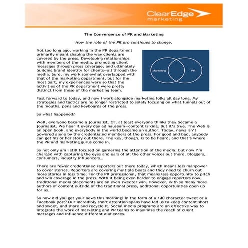 The Convergence of PR and Marketing