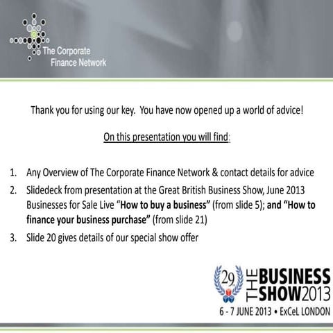 The corporate finance network at the great british business show