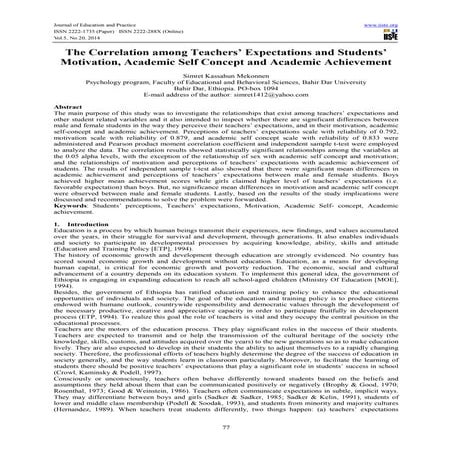 The correlation among teachers’ expectations and students’ motivation, academ...