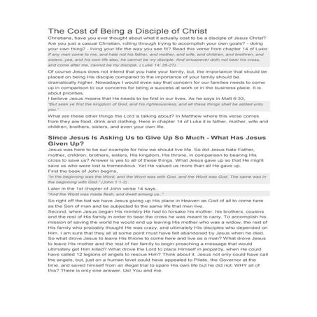 THE COST OF DISCIPLESHIP | PDF