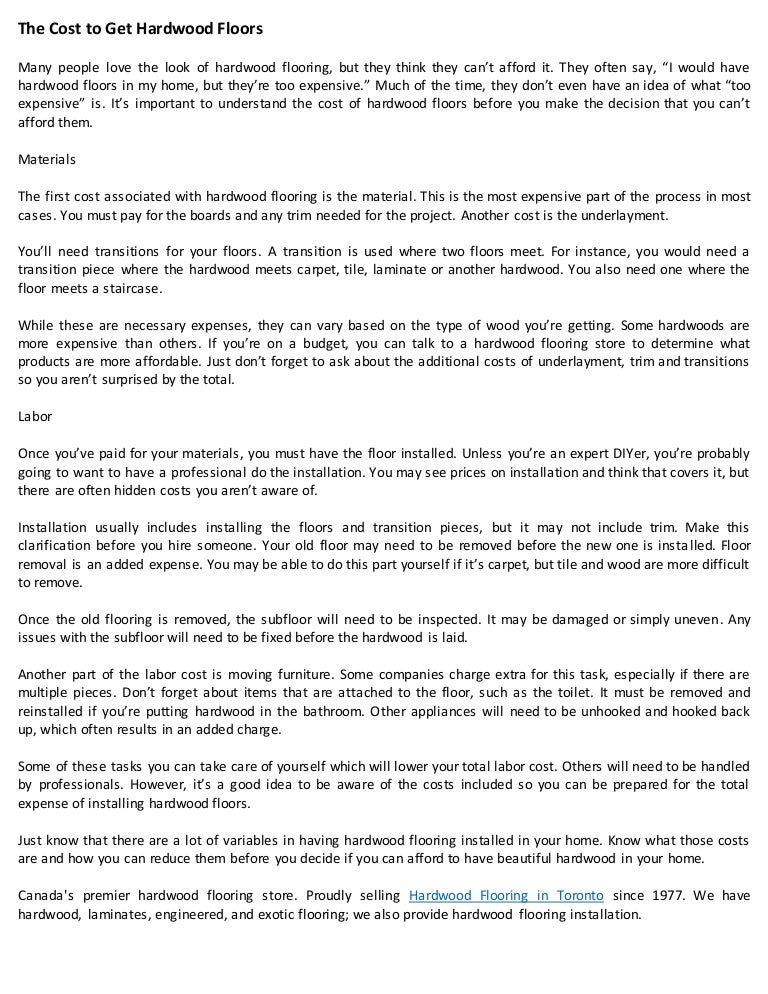 The Cost To Get Hardwood Floors