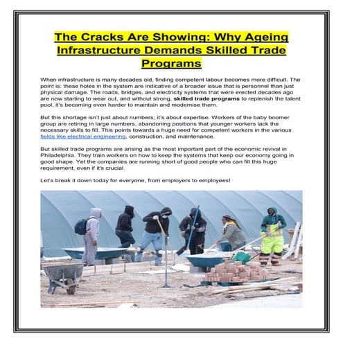 How Skilled Trade Programs Are Solving Philadelphia’s Infrastructure Crisis