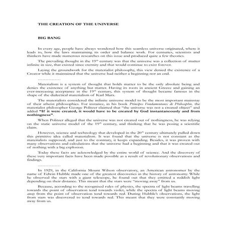 The creation of the universe/BIG BANG  ENGLISH