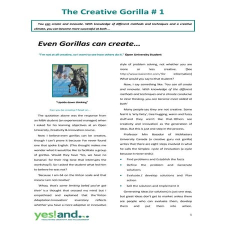 Creative Gorilla #1 ~ Gorillas Can Create Too