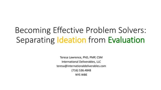 Becoming Effective Problem Solvers