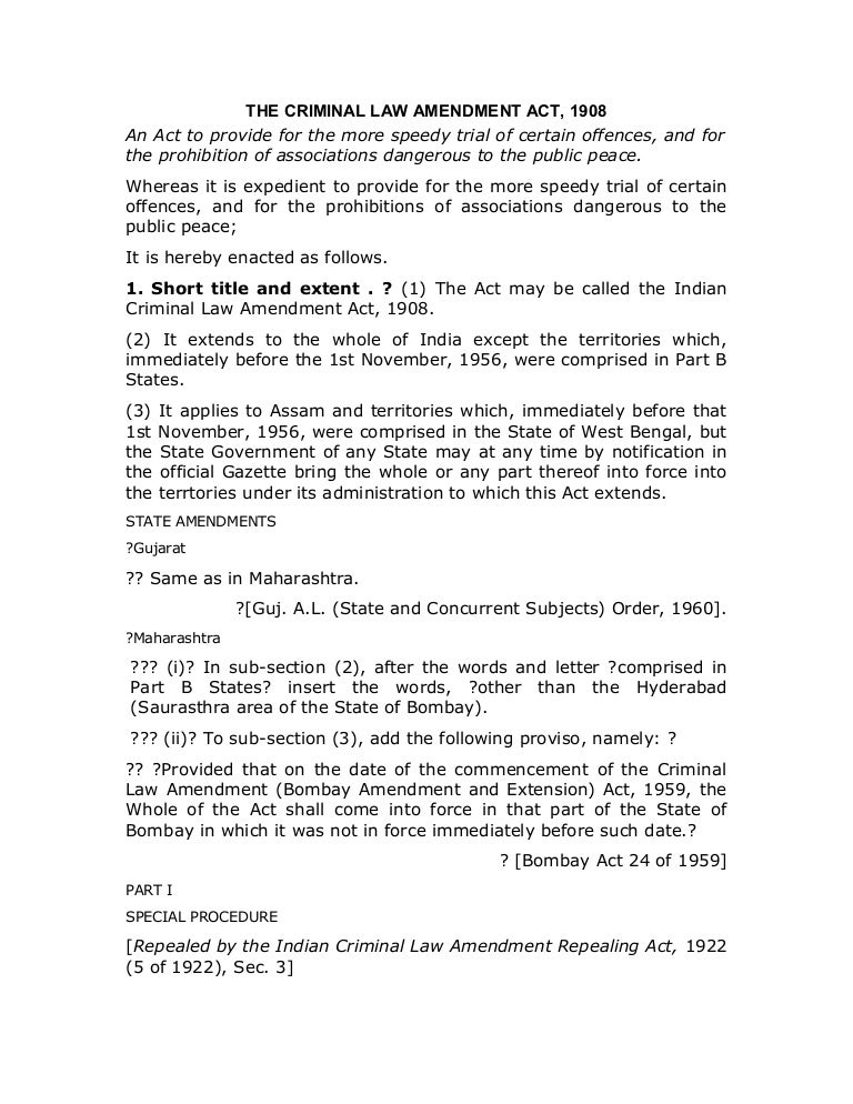 The criminal law amendment act, 1908