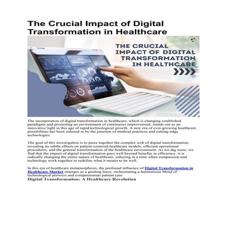 The Crucial Impact of Digital Transformation in Healthcare
