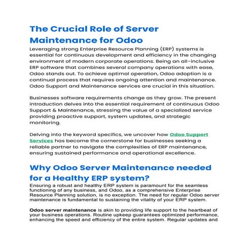 Get Odoo ERP server maintenance: Boost business productivity