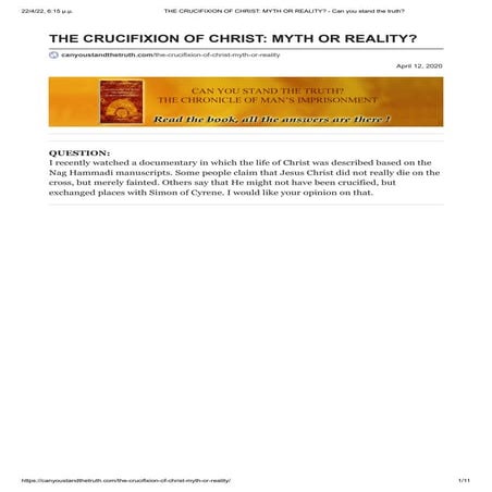 THE CRUCIFIXION OF CHRIST_ MYTH OR REALITY 