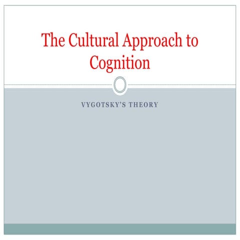 The cultural approach to cognition