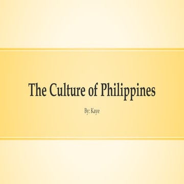 Social Studies: Culture of the Philippines