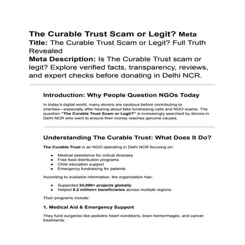 The Curable Trust Scam or Legit? Full Truth Revealed and Verified | PDF