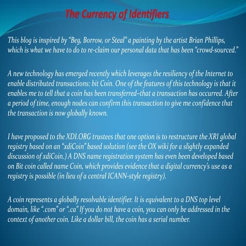 The currency of identifiers