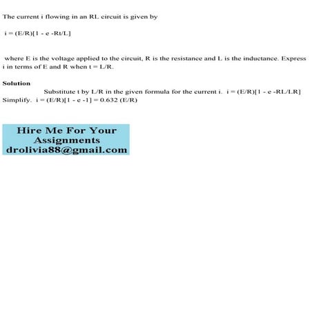 The current i flowing in an RL circuit is given by i = (ER)[1 -.pdf