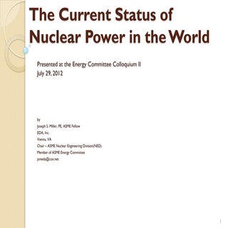 The Current Status Of Nuclear Power...
