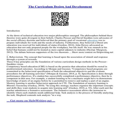 The Curriculum Design And Development