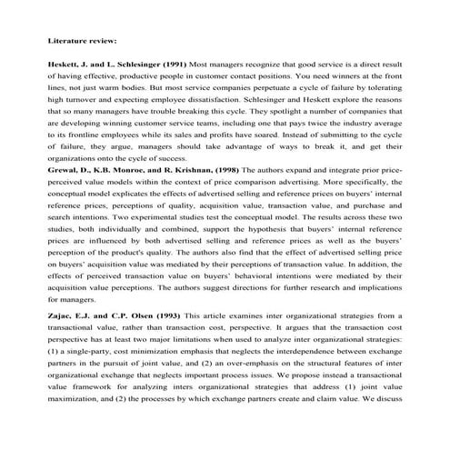 Developing linkage among transactional value, acquisition value, relationship...