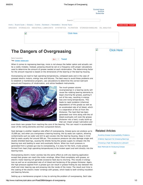 The dangers of overgreasing
