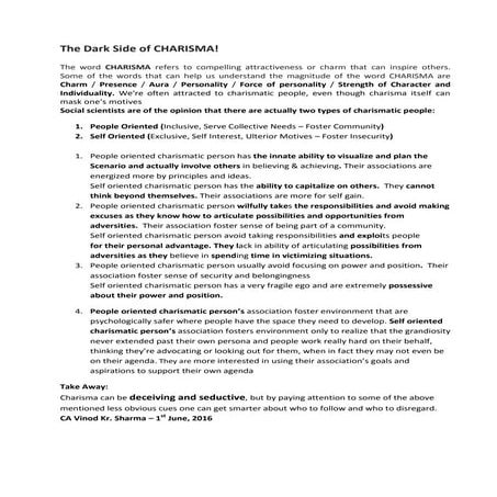 The Dark Side of Charisma