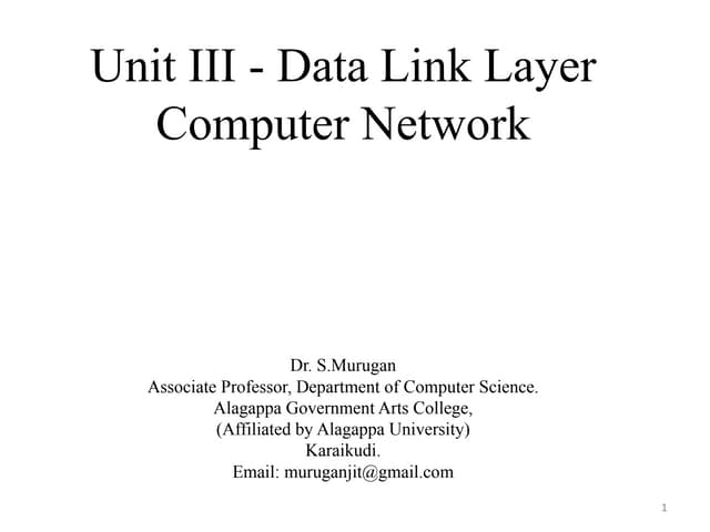 Lecture Notes Unit III The DataLink Layer